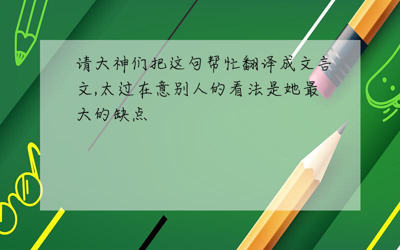 请大神们把这句帮忙翻译成文言文,太过在意别人的看法是她最大的缺点