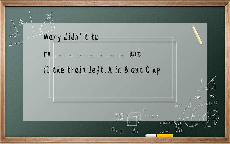 Mary didn’t turn _______ until the train left.A in B out C up