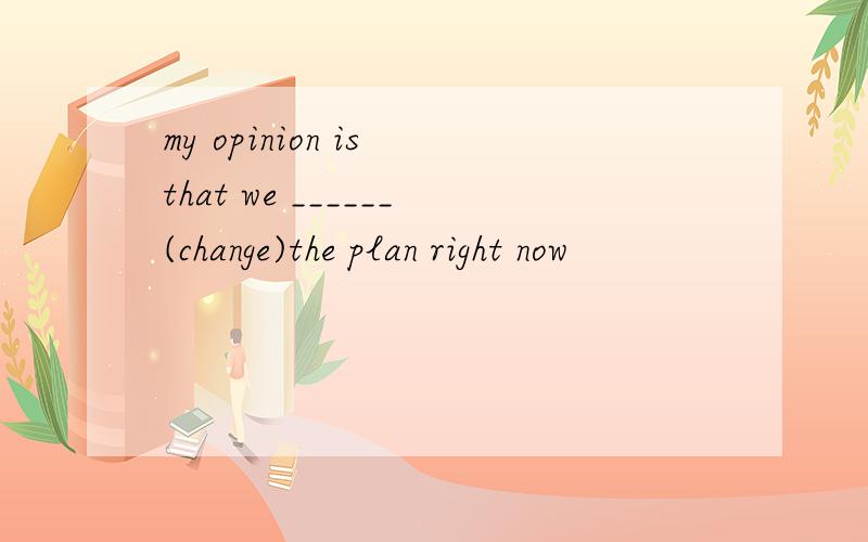 my opinion is that we ______(change)the plan right now