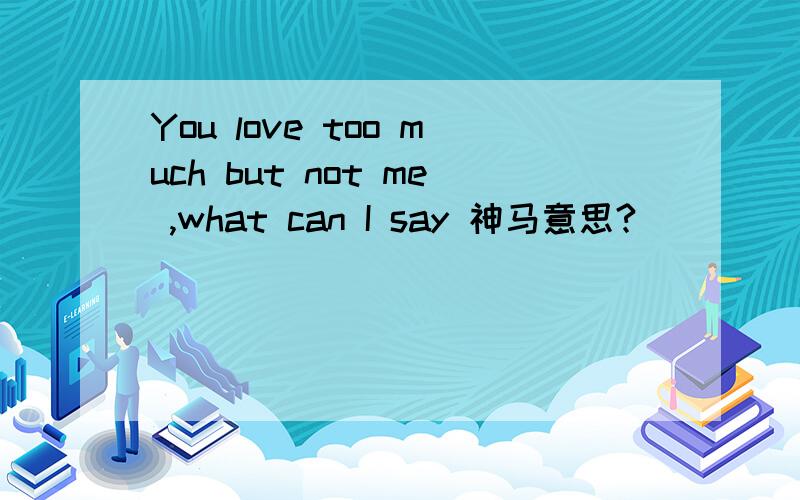 You love too much but not me ,what can I say 神马意思?