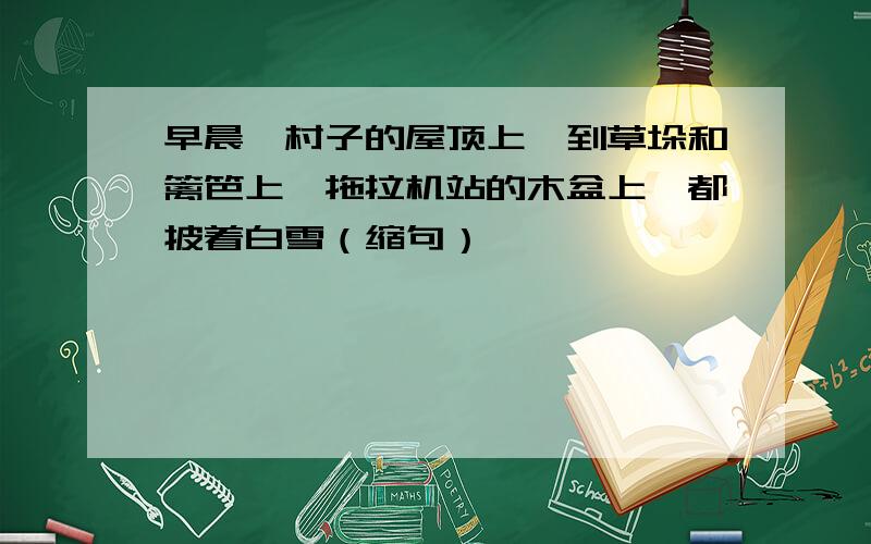 早晨,村子的屋顶上,到草垛和篱笆上,拖拉机站的木盆上,都披着白雪（缩句）