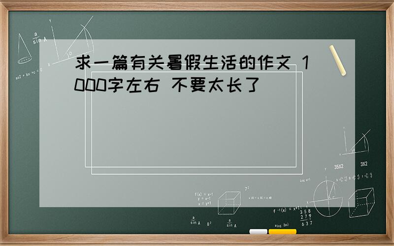 求一篇有关暑假生活的作文 1000字左右 不要太长了