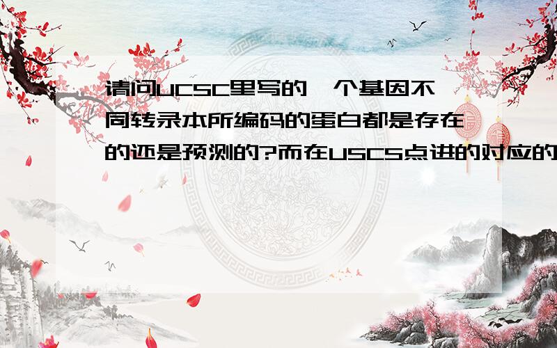 请问UCSC里写的一个基因不同转录本所编码的蛋白都是存在的还是预测的?而在USCS点进的对应的ensembl数据库里显示该转录本没有蛋白产物,这应该是什么情况?