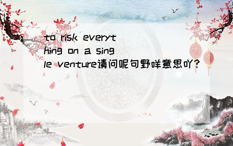 to risk everything on a single venture请问呢句野咩意思吖?