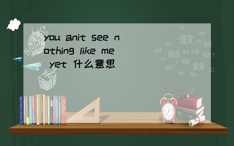 you anit see nothing like me yet 什么意思