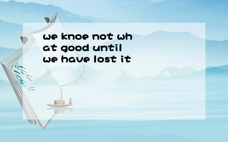 we knoe not what good until we have lost it