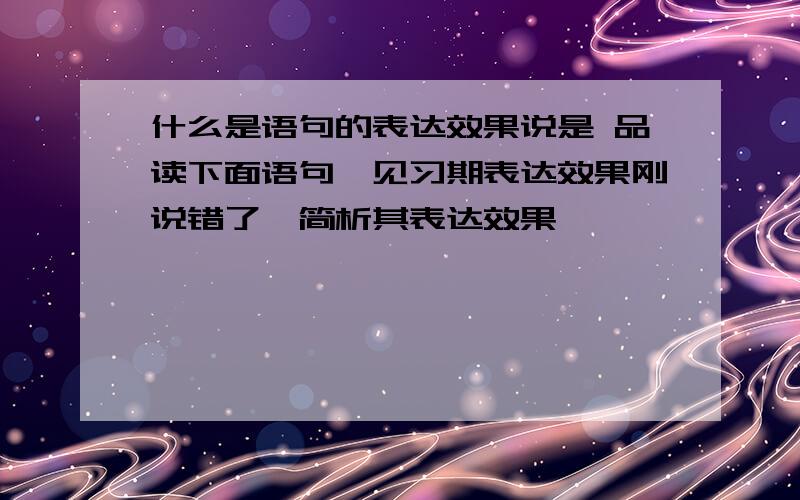 什么是语句的表达效果说是 品读下面语句,见习期表达效果刚说错了,简析其表达效果