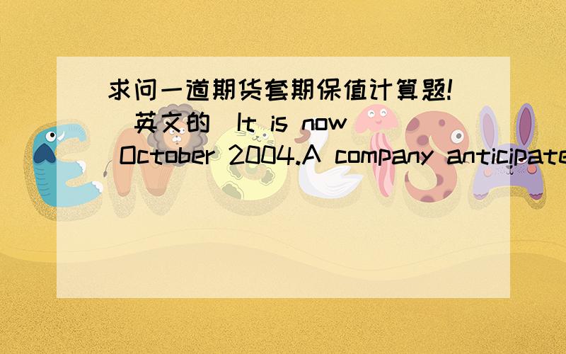 求问一道期货套期保值计算题!（英文的）It is now October 2004.A company anticipates that it will purchase 1 millionpounds of copper in each of February 2005,August 2005,February 2006,and August 2006.The company has decided to use the