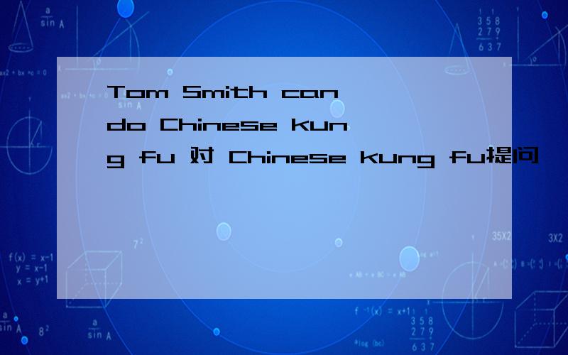 Tom Smith can do Chinese kung fu 对 Chinese kung fu提问