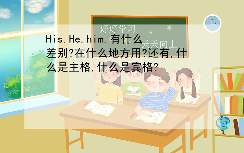 His.He.him.有什么差别?在什么地方用?还有,什么是主格,什么是宾格?