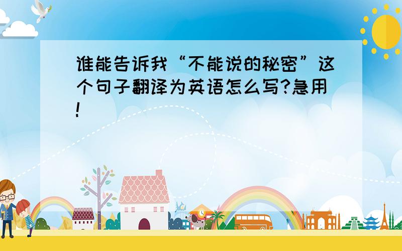 谁能告诉我“不能说的秘密”这个句子翻译为英语怎么写?急用!