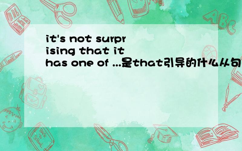 it's not surprising that it has one of ...是that引导的什么从句呢?it's not surprising that it has one of the most beautiful beachesin the world主语从句是怎样的呢？