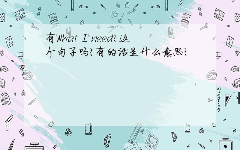 有What I need?这个句子吗?有的话是什么意思?