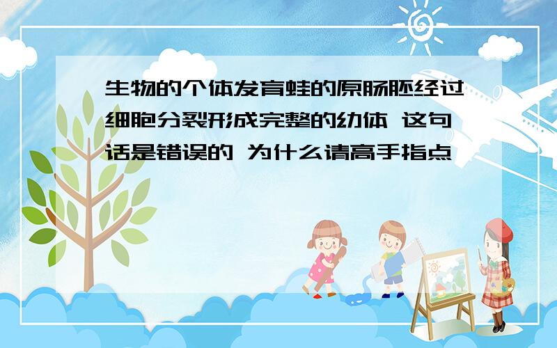 生物的个体发育蛙的原肠胚经过细胞分裂形成完整的幼体 这句话是错误的 为什么请高手指点