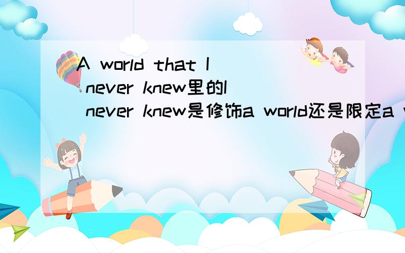 A world that I never knew里的I never knew是修饰a world还是限定a world?