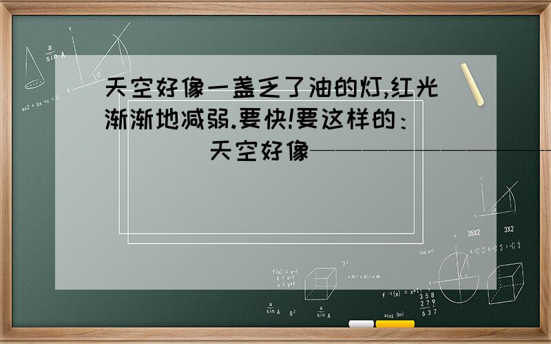 天空好像一盏乏了油的灯,红光渐渐地减弱.要快!要这样的：        天空好像——————————,红光渐渐地减弱.