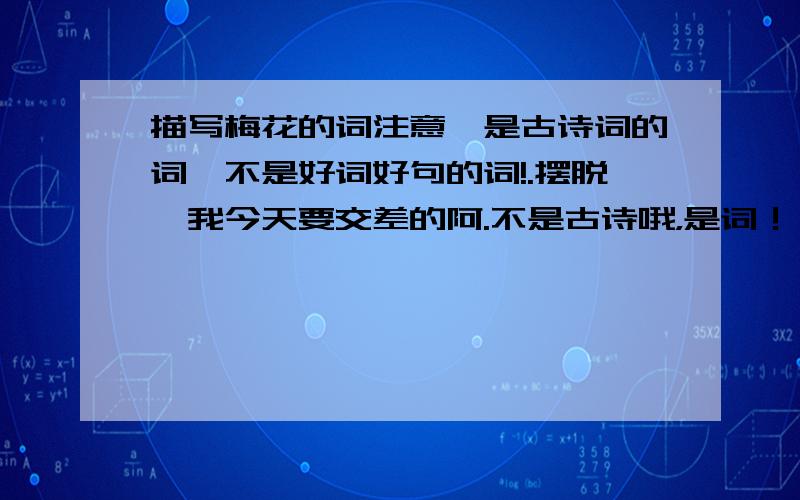 描写梅花的词注意,是古诗词的词,不是好词好句的词!.摆脱,我今天要交差的阿.不是古诗哦，是词！