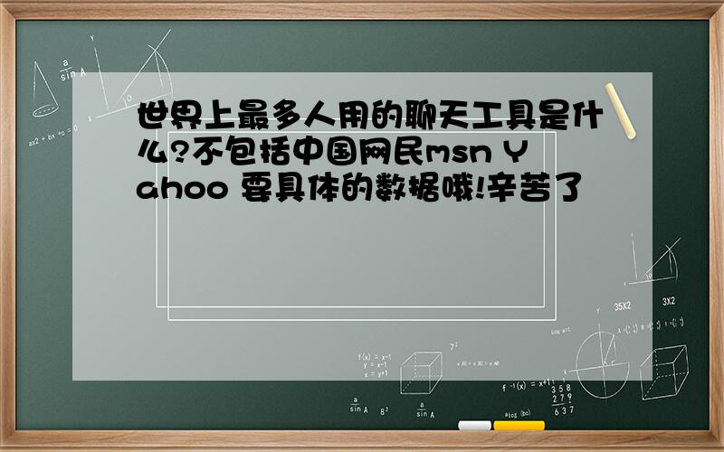 世界上最多人用的聊天工具是什么?不包括中国网民msn Yahoo 要具体的数据哦!辛苦了