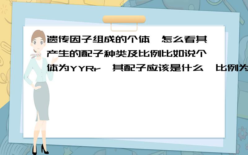 遗传因子组成的个体,怎么看其产生的配子种类及比例比如说个体为YYRr,其配子应该是什么,比例为?