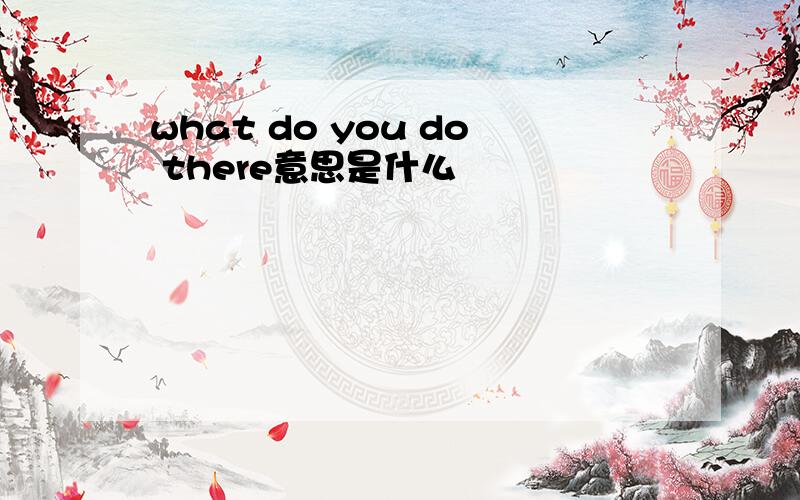 what do you do there意思是什么