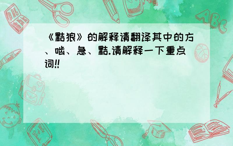 《黠狼》的解释请翻译其中的方、啮、急、黠.请解释一下重点词!!