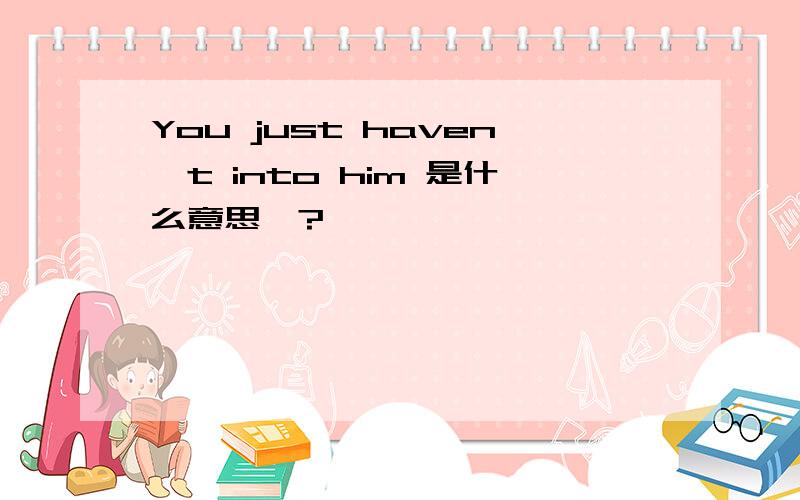 You just haven't into him 是什么意思、?