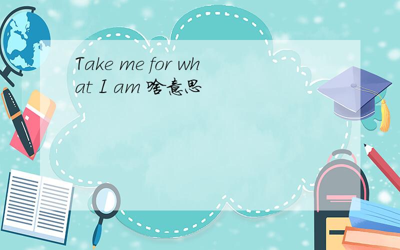 Take me for what I am 啥意思