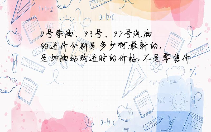 0号柴油、93号、97号汽油的进价分别是多少啊.最新的,是加油站购进时的价格,不是零售价