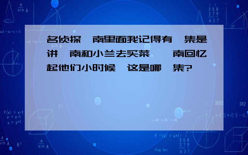 名侦探柯南里面我记得有一集是讲柯南和小兰去买菜,柯南回忆起他们小时候,这是哪一集?