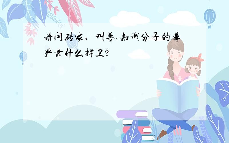 请问砖家、叫兽,知识分子的尊严靠什么捍卫?