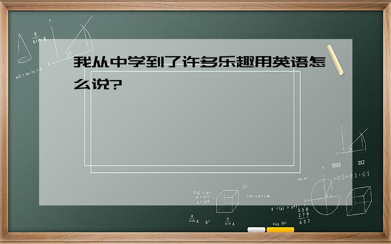 我从中学到了许多乐趣用英语怎么说?