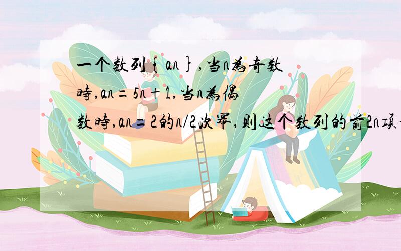 一个数列{an},当n为奇数时,an=5n+1,当n为偶数时,an=2的n/2次幂,则这个数列的前2n项和为