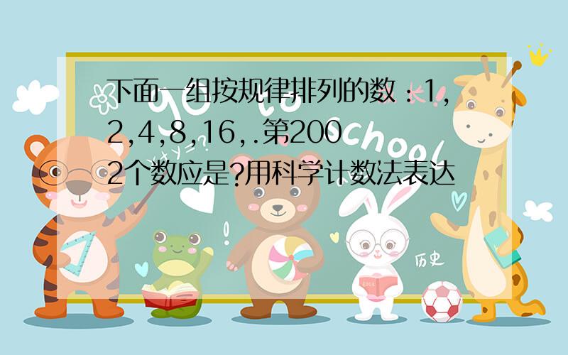 下面一组按规律排列的数：1,2,4,8,16,.第2002个数应是?用科学计数法表达