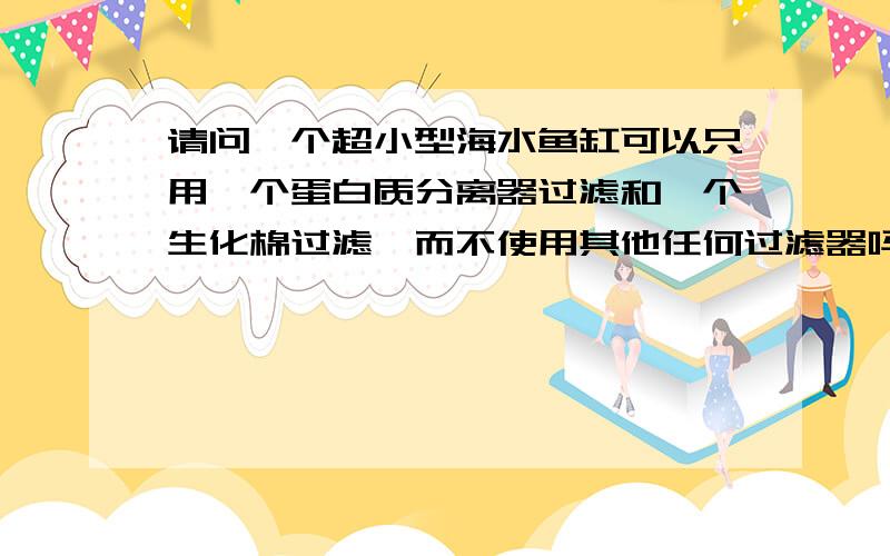 请问一个超小型海水鱼缸可以只用一个蛋白质分离器过滤和一个生化棉过滤,而不使用其他任何过滤器吗?