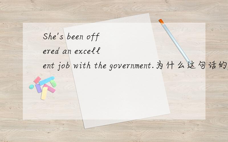 She's been offered an excellent job with the government.为什么这句话的government前要用with?不是应该用by吗?
