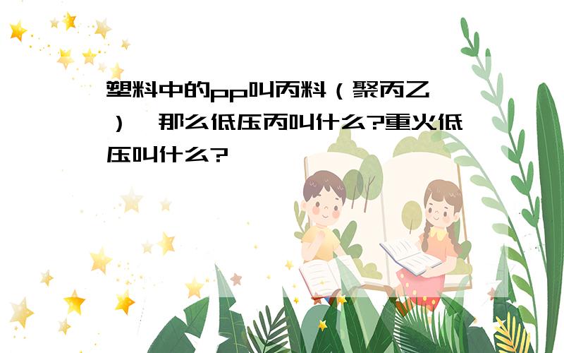 塑料中的pp叫丙料（聚丙乙烯）,那么低压丙叫什么?重火低压叫什么?