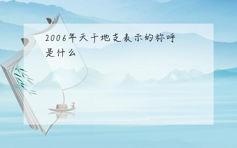 2006年天干地支表示的称呼是什么