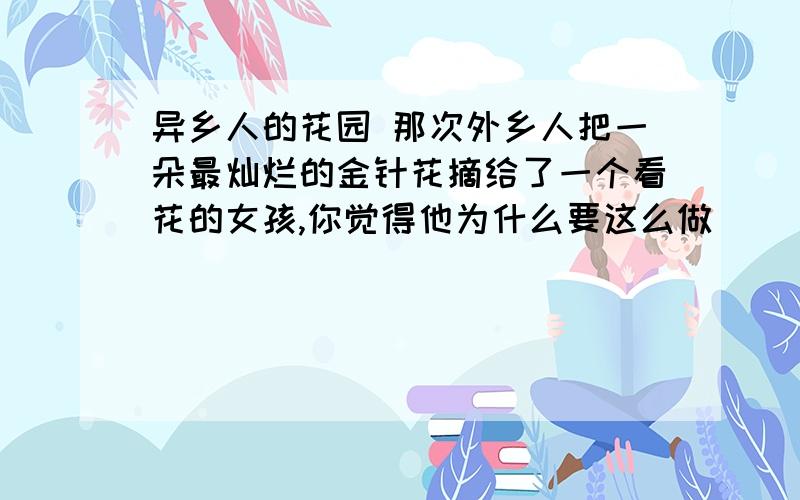 异乡人的花园 那次外乡人把一朵最灿烂的金针花摘给了一个看花的女孩,你觉得他为什么要这么做