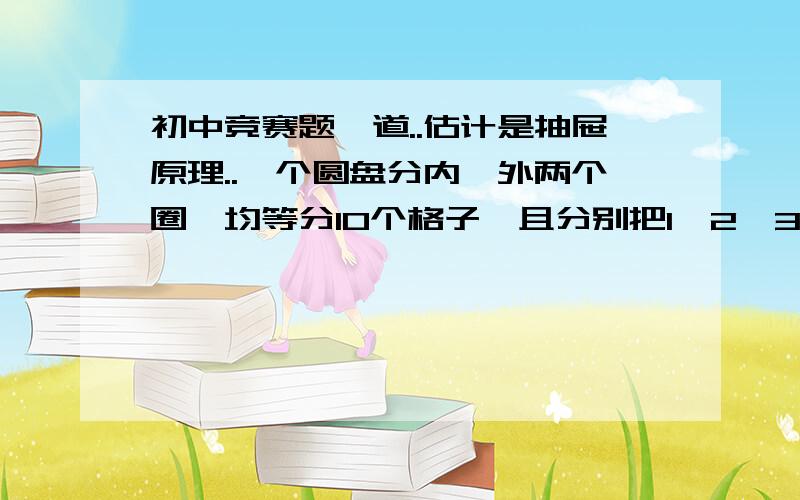 初中竞赛题一道..估计是抽屉原理..一个圆盘分内、外两个圈,均等分10个格子,且分别把1、2、3……10这10个数字任意地填入内、外圈的10个格子中（每格填一个数）,若圆内圈可以绕圆心转动,求