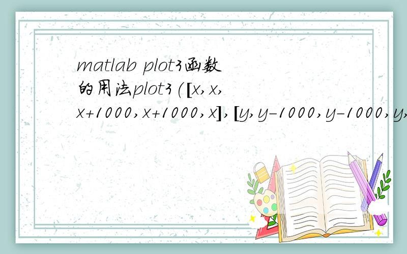 matlab plot3函数的用法plot3([x,x,x+1000,x+1000,x],[y,y-1000,y-1000,y,y],[z,z,z,z,z]); 这样使用,每个参数的意义是什么?为什么每个参数有五个 这样有什么意义呢?