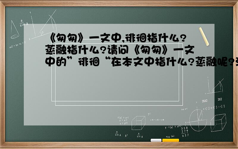 《匆匆》一文中,徘徊指什么?蒸融指什么?请问《匆匆》一文中的”徘徊“在本文中指什么?蒸融呢?注意是本文!简单一点,小学生写不了太复杂的