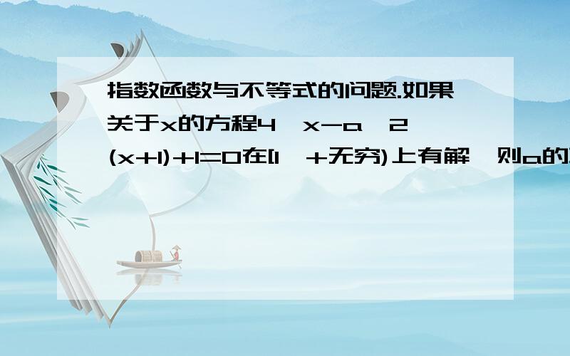 指数函数与不等式的问题.如果关于x的方程4^x-a*2^(x+1)+1=0在[1,+无穷)上有解,则a的取值范围是_________