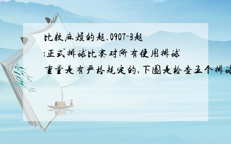 比较麻烦的题.0907-3题：正式排球比赛对所有使用排球重量是有严格规定的,下图是检查五个排球的重量,超过标准即为正.+15丨-10丨+20丨-30丨+15 （丨为分割线…） （1）那个排球质量好一些?（