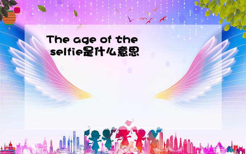 The age of the selfie是什么意思