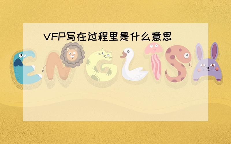 VFP写在过程里是什么意思