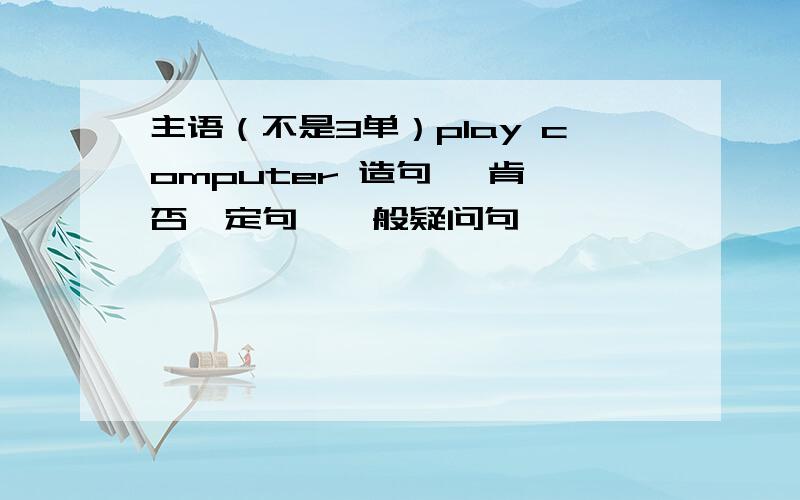 主语（不是3单）play computer 造句 ,肯、否、定句、一般疑问句