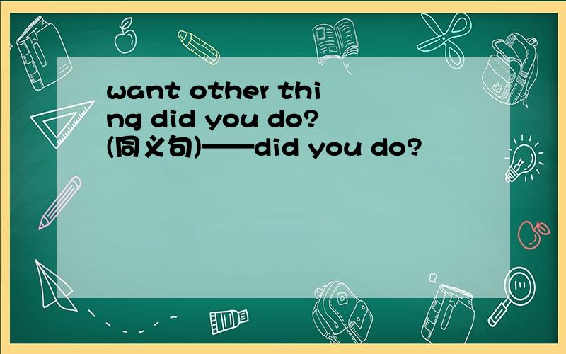 want other thing did you do?(同义句)——did you do?