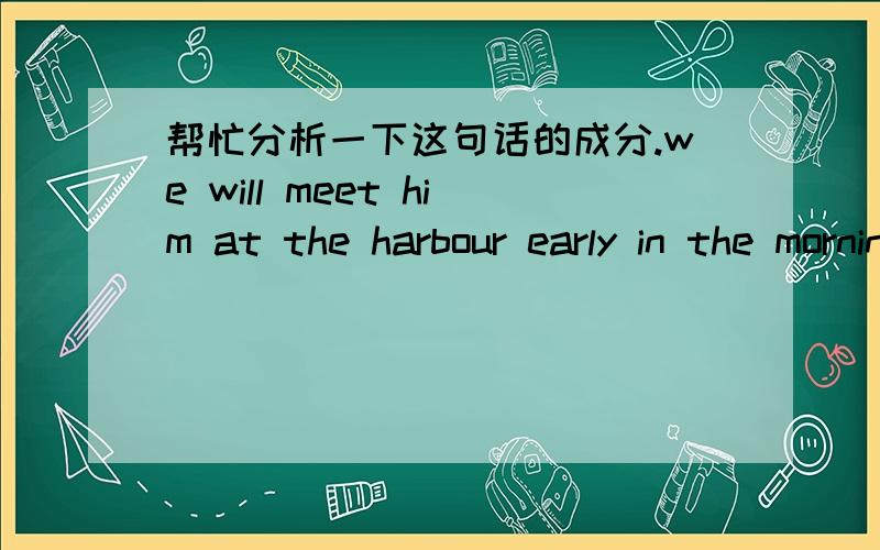 帮忙分析一下这句话的成分.we will meet him at the harbour early in the morning.early是状语修饰meet吗?