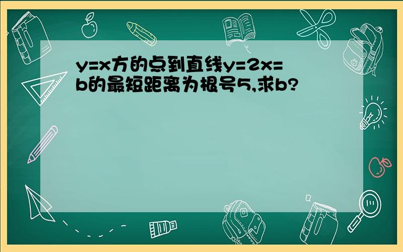 y=x方的点到直线y=2x=b的最短距离为根号5,求b?