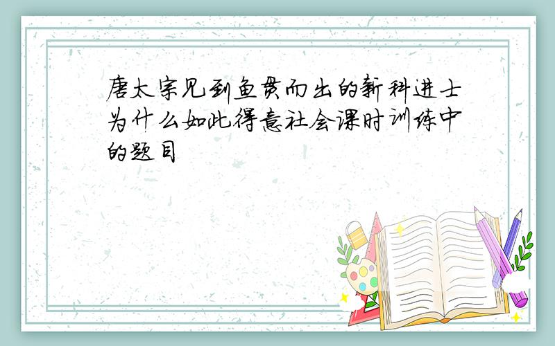 唐太宗见到鱼贯而出的新科进士为什么如此得意社会课时训练中的题目